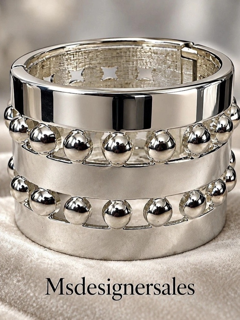 Silver Beaded Cuff Bracelet Like New